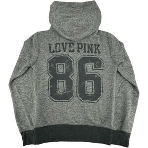 Vintage y2k Womens Grey Victoria's Secret Pink Dog 86 Zip Hoodie Sweatshirt Sz L